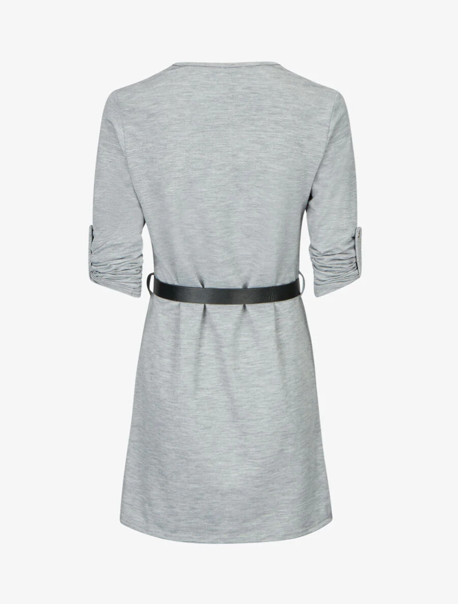 Robe droite avec ceinture stylisée - Gris - Image 2