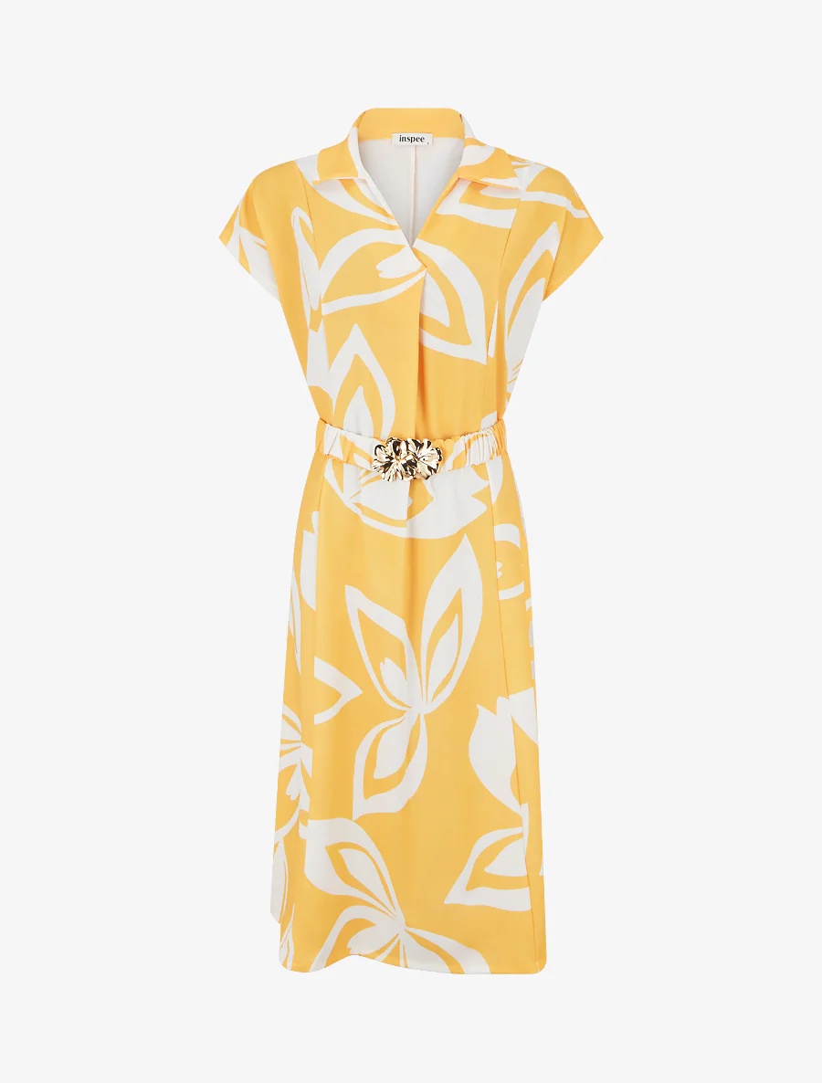 Robe droite ceinturée - Jaune