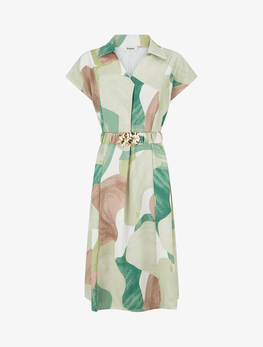 Robe droite ceinturée - Vert