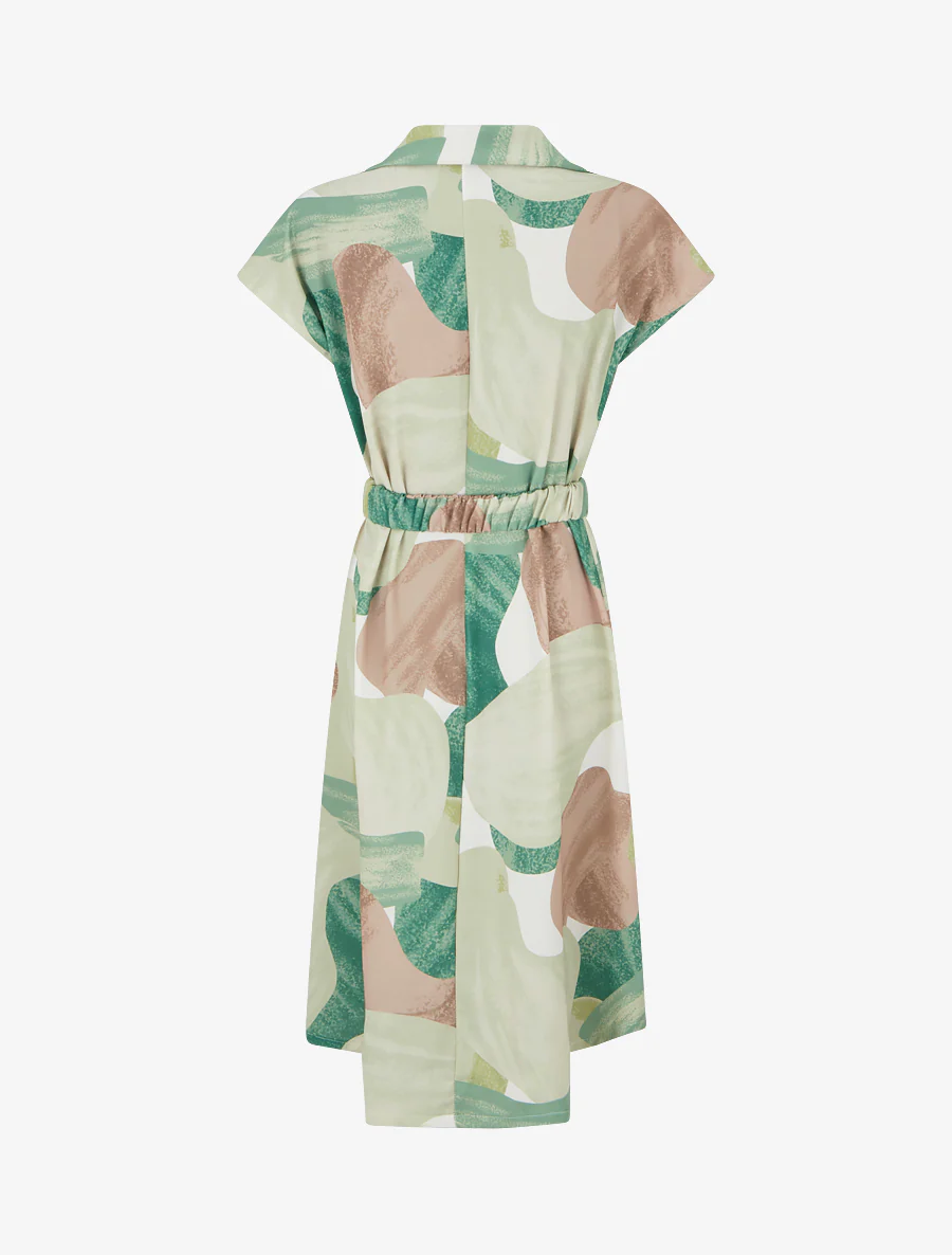 Robe droite ceinturée - Vert - Image 2