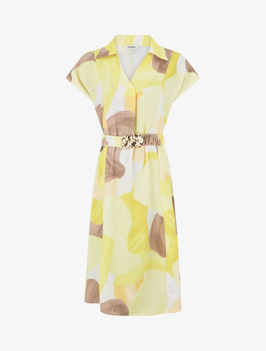 Robe droite ceinturée - Jaune
