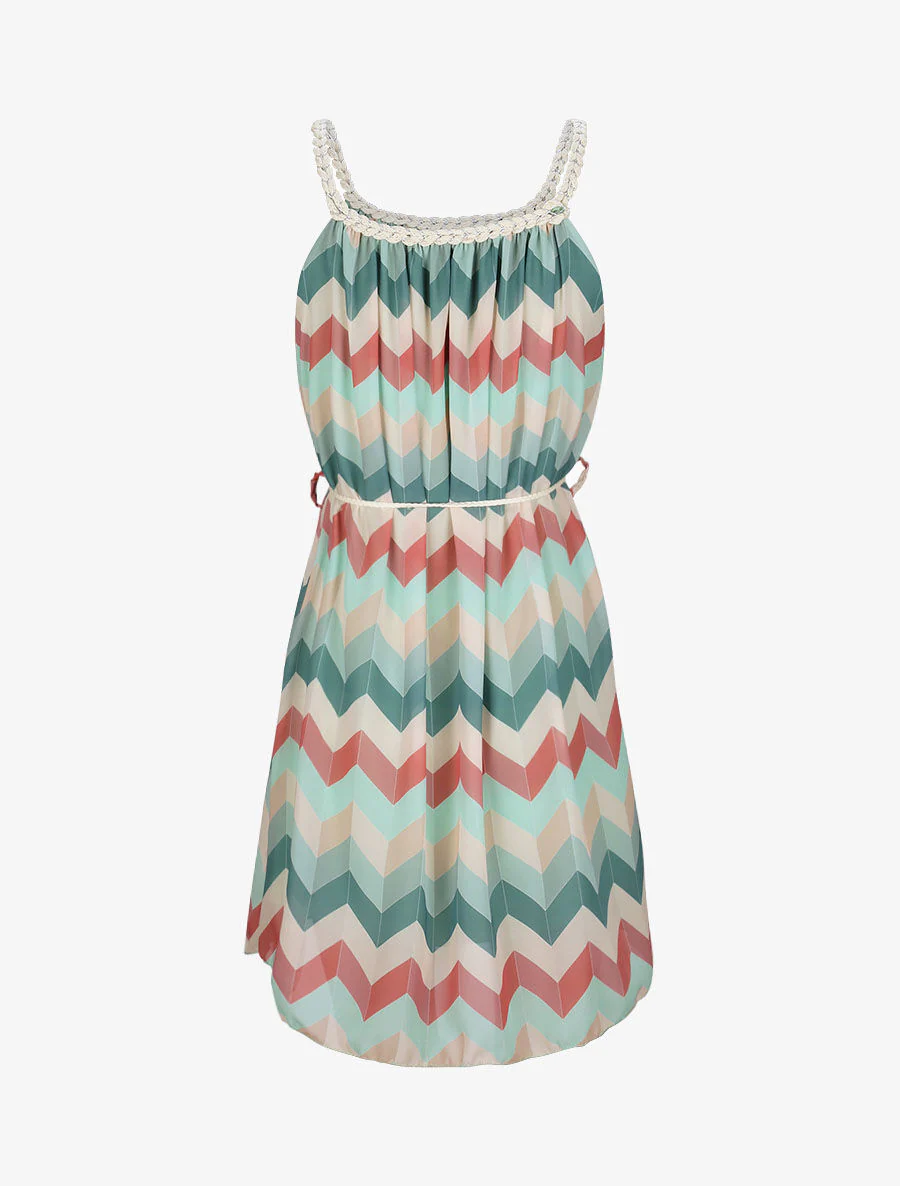 Robe droite courte imprimé chevron - Vert d'eau - Image 2