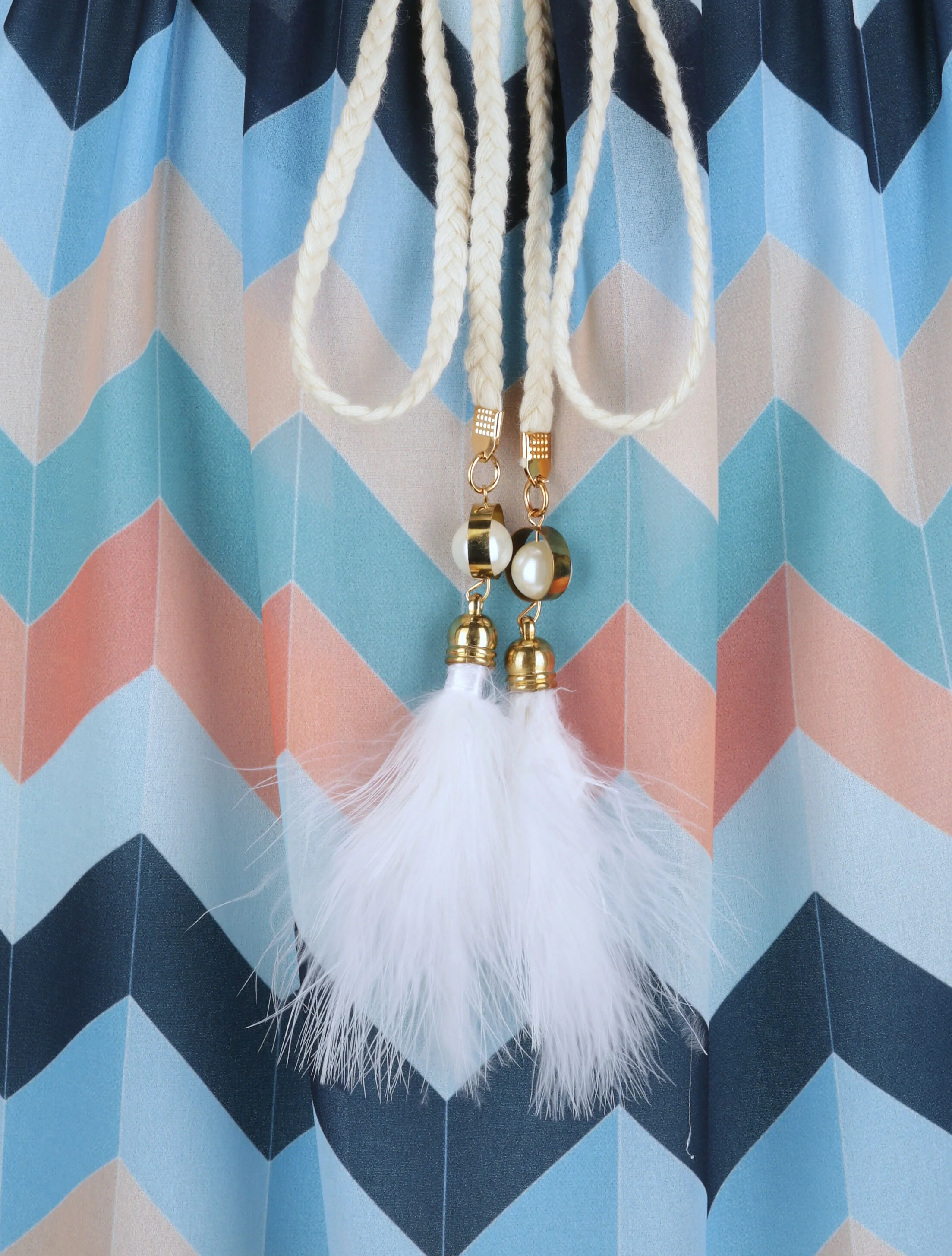 Robe droite courte imprimé chevron - Bleu - Image 3
