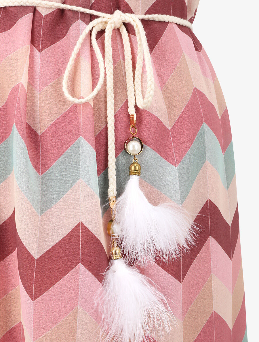 Robe droite courte imprimé chevron - Rose - Image 4