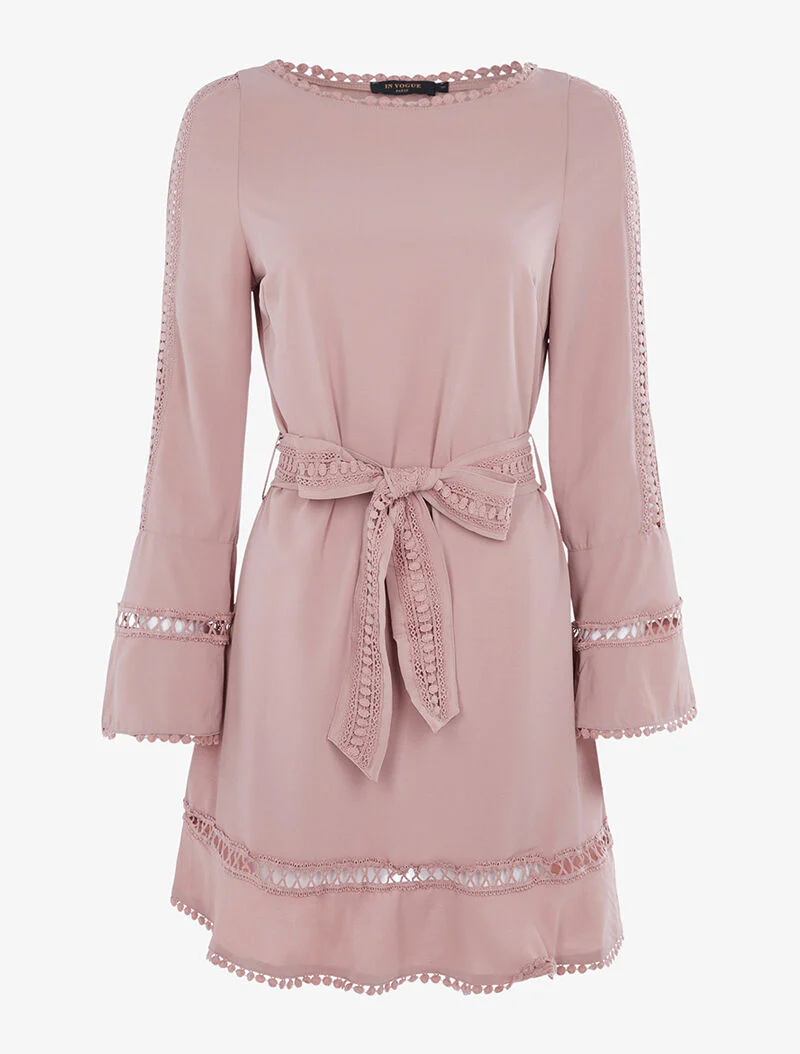 Robe droite en crochet - rose