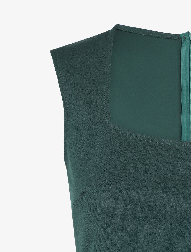 Robe droite sans manches à col carré - Vert - Image 3