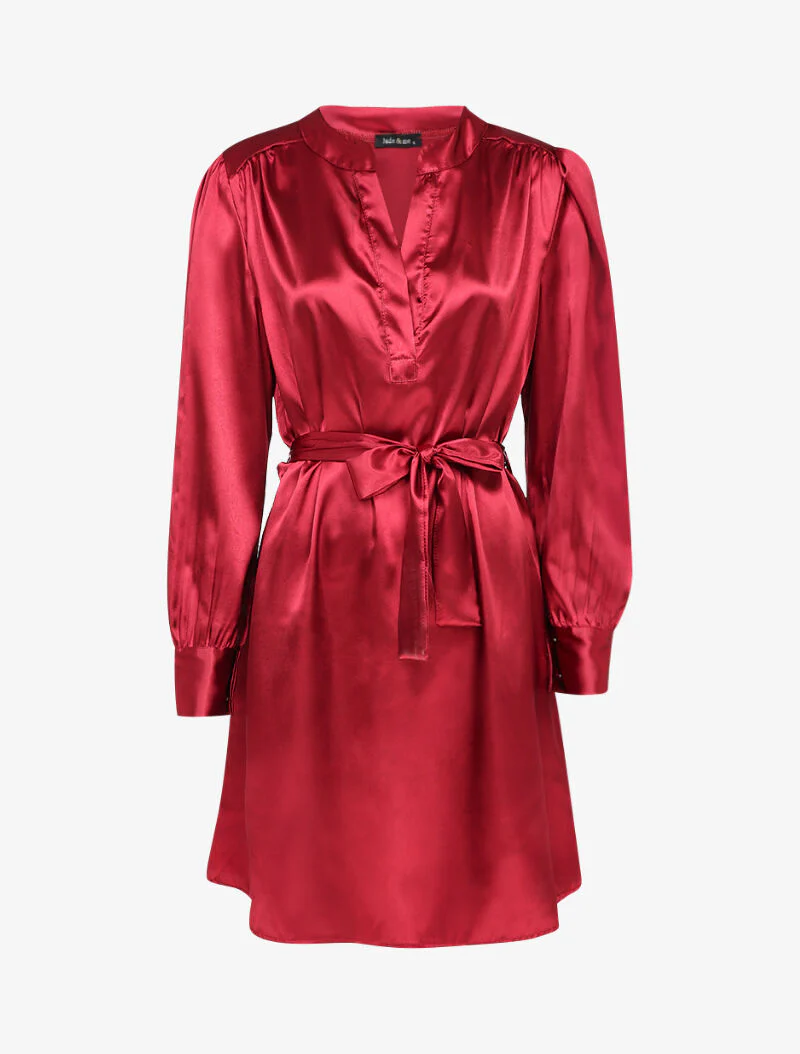 Robe droite satinée - Bordeaux