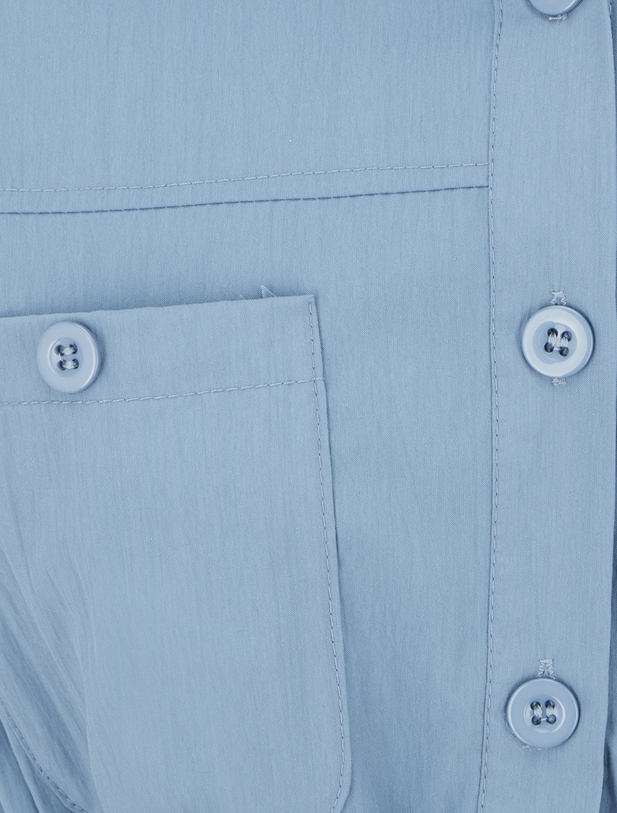 Robe droite unie à manches courtes - Bleu - Image 3