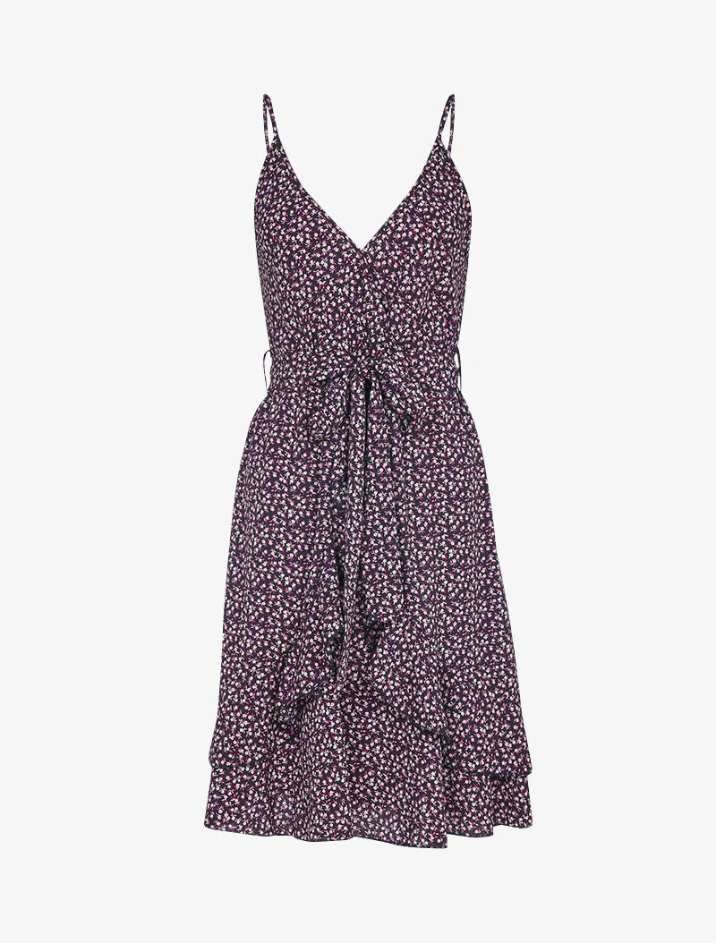 Robe effet cache coeur et à volants - noir