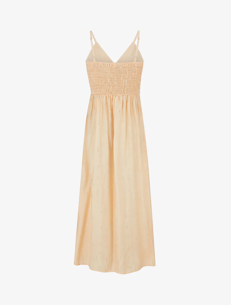 Robe élastiquée unie à détail irisé - Rose saumon - Image 2