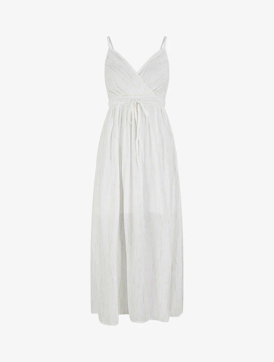 Robe élastiquée unie détail irisé - Blanc