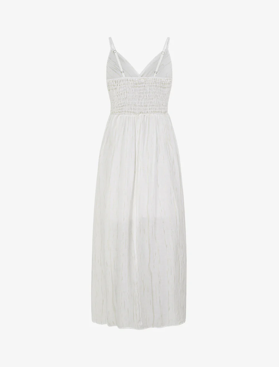 Robe élastiquée unie détail irisé - Blanc - Image 2