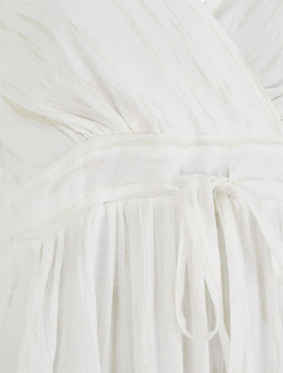 Robe élastiquée unie détail irisé - Blanc - Image 3