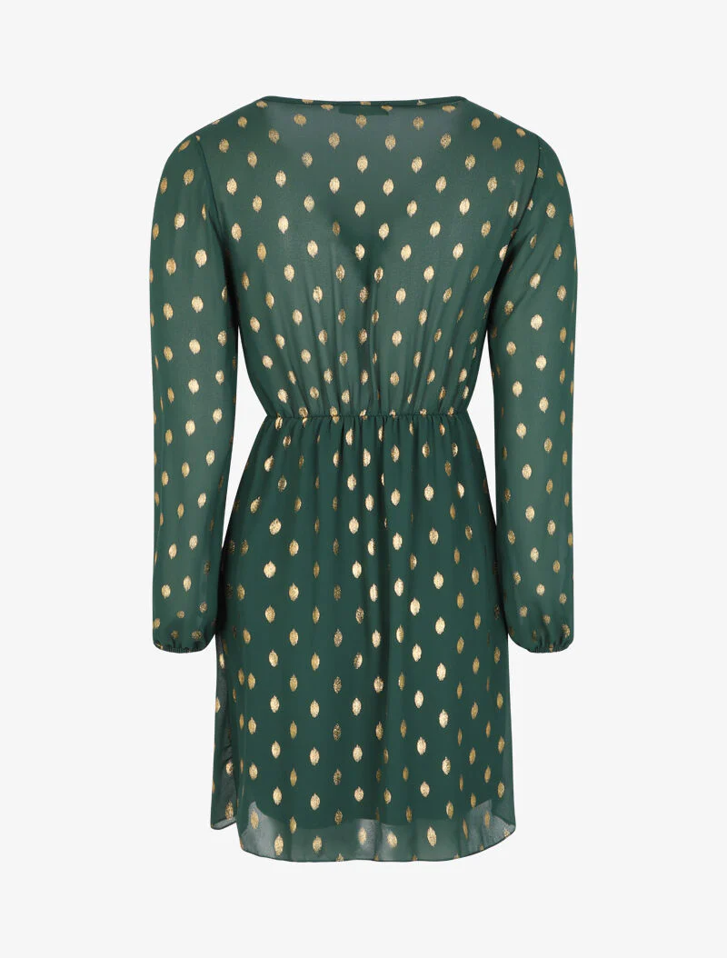 Robe empire à imprimé pois dorés - Vert - Image 2