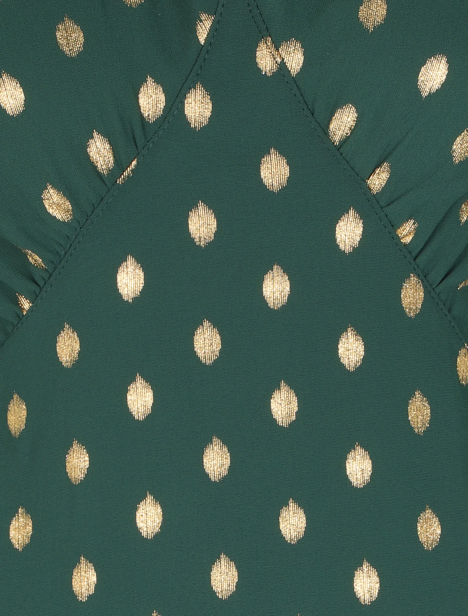 Robe empire à imprimé pois dorés - Vert - Image 3