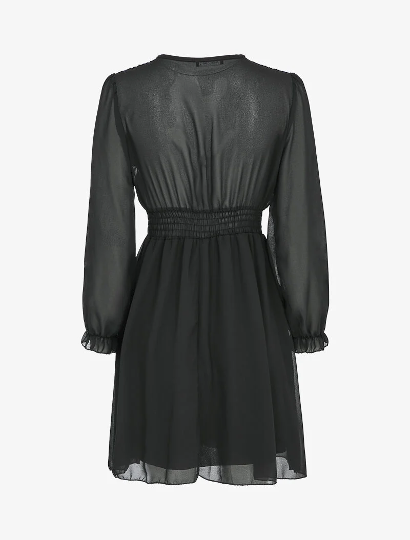 Robe empire à manches bouffantes transparentes - Noir - Image 2