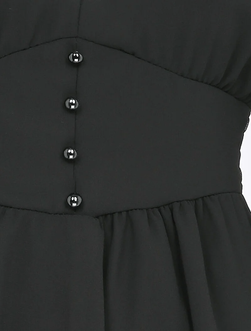 Robe empire à manches bouffantes transparentes - Noir - Image 3