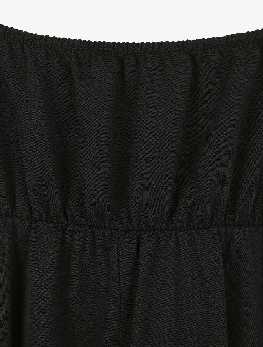 Robe empire mi-longue à double bretelles - Noir - Image 3