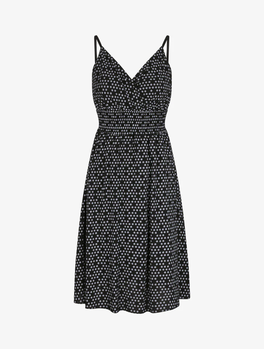 Robe empire mi-longue imprimé floral - Noir