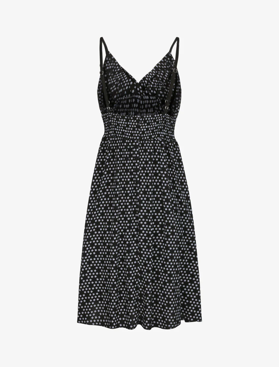 Robe empire mi-longue imprimé floral - Noir - Image 2