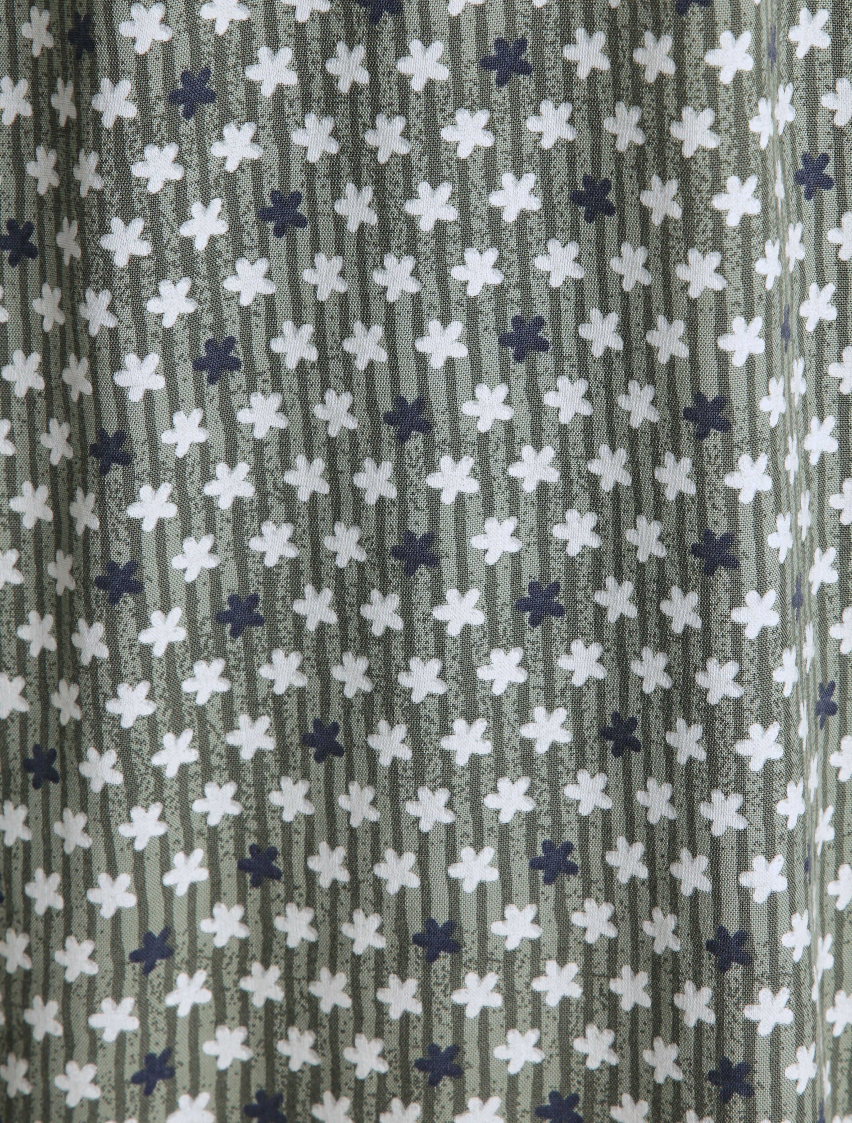 Robe empire mi-longue imprimé floral - Vert olive - Image 4