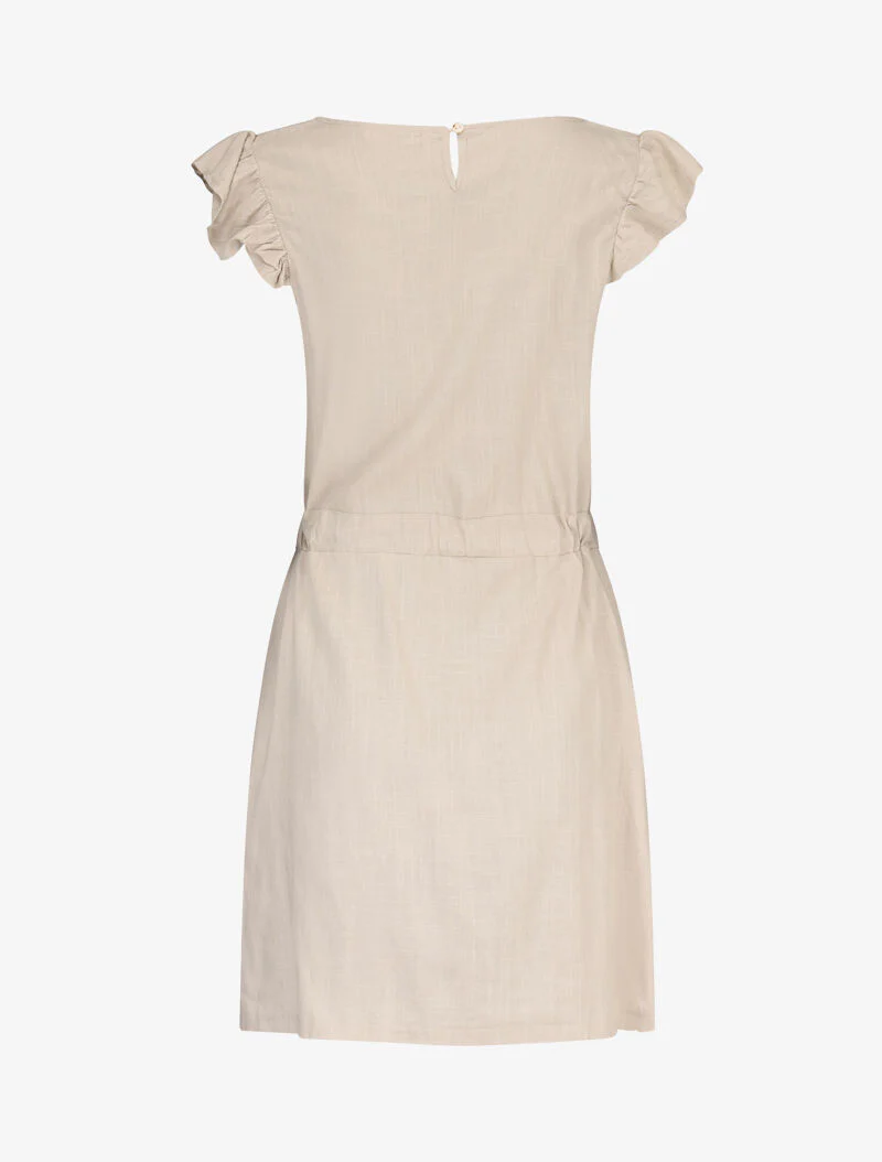 Robe en coton à emmanchures volantées - beige - Image 2