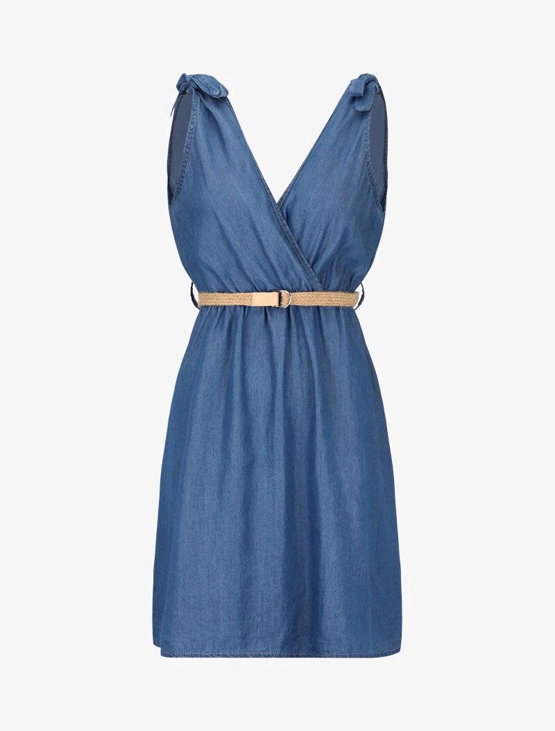 Robe en jean cache coeur - bleu denim