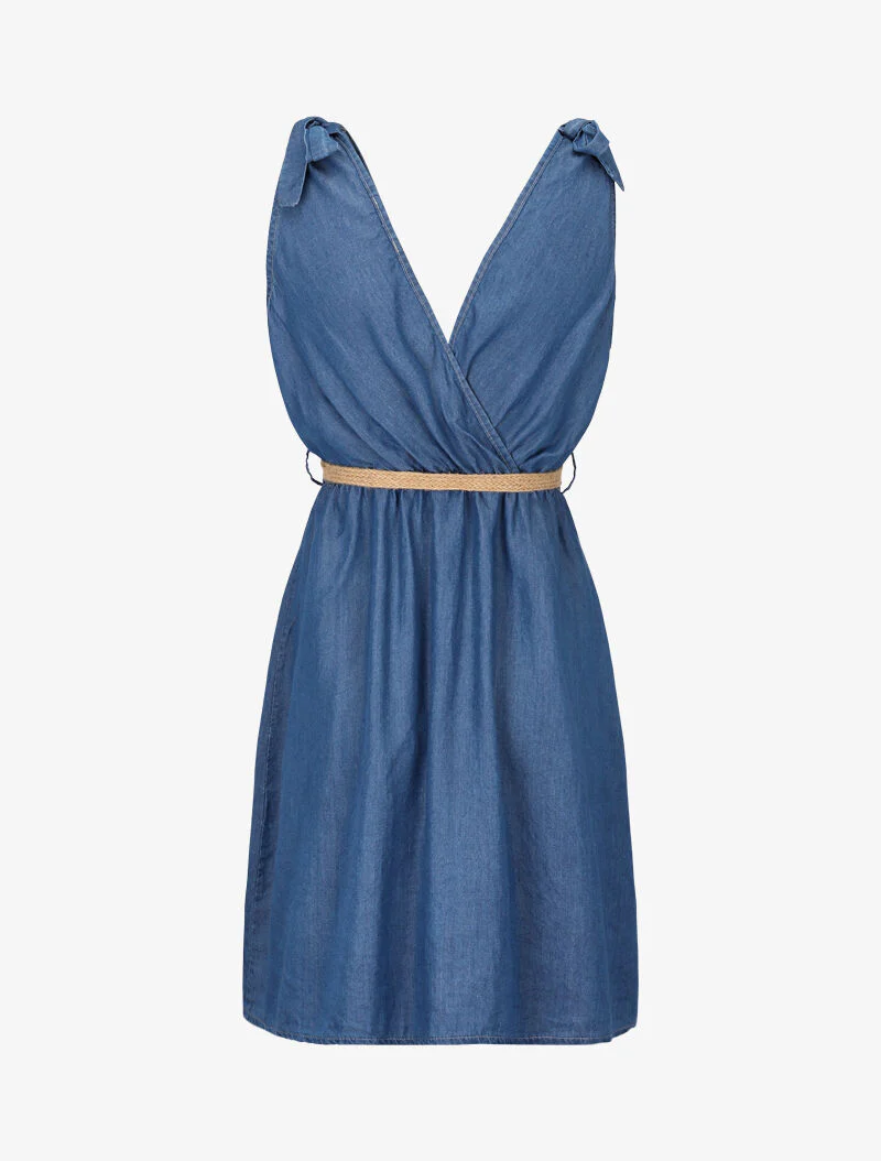 Robe en jean cache coeur - Bleu denim - Image 2