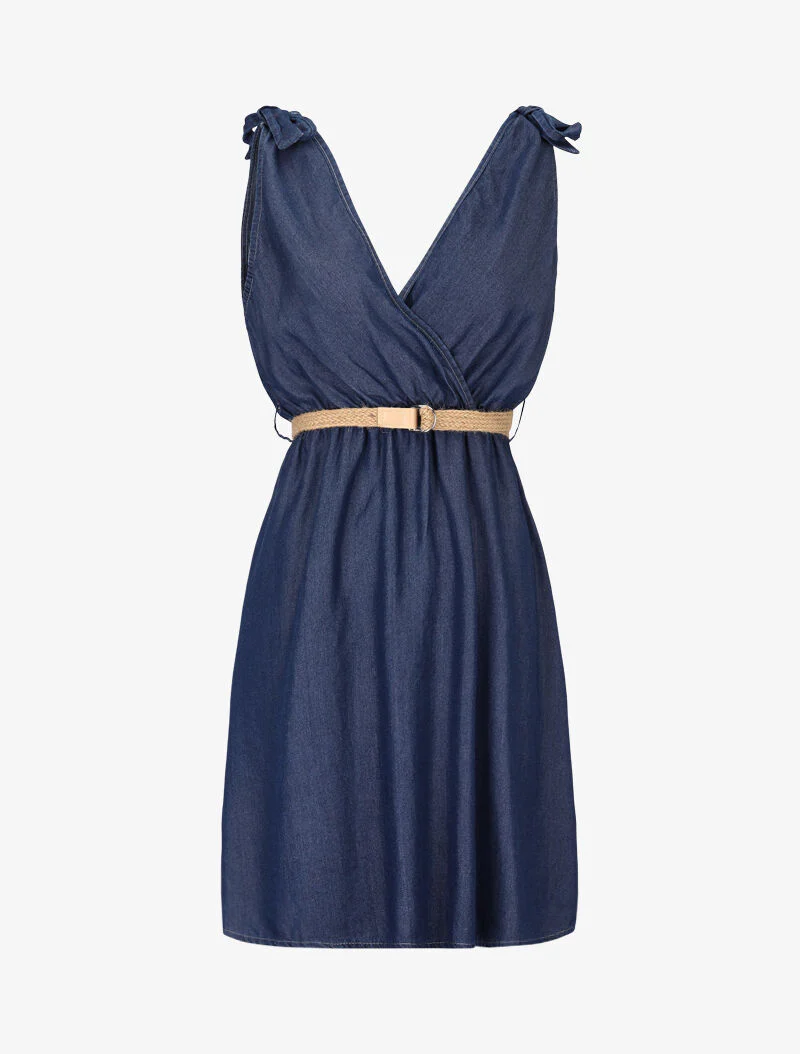 Robe en jean cache coeur - denim foncé