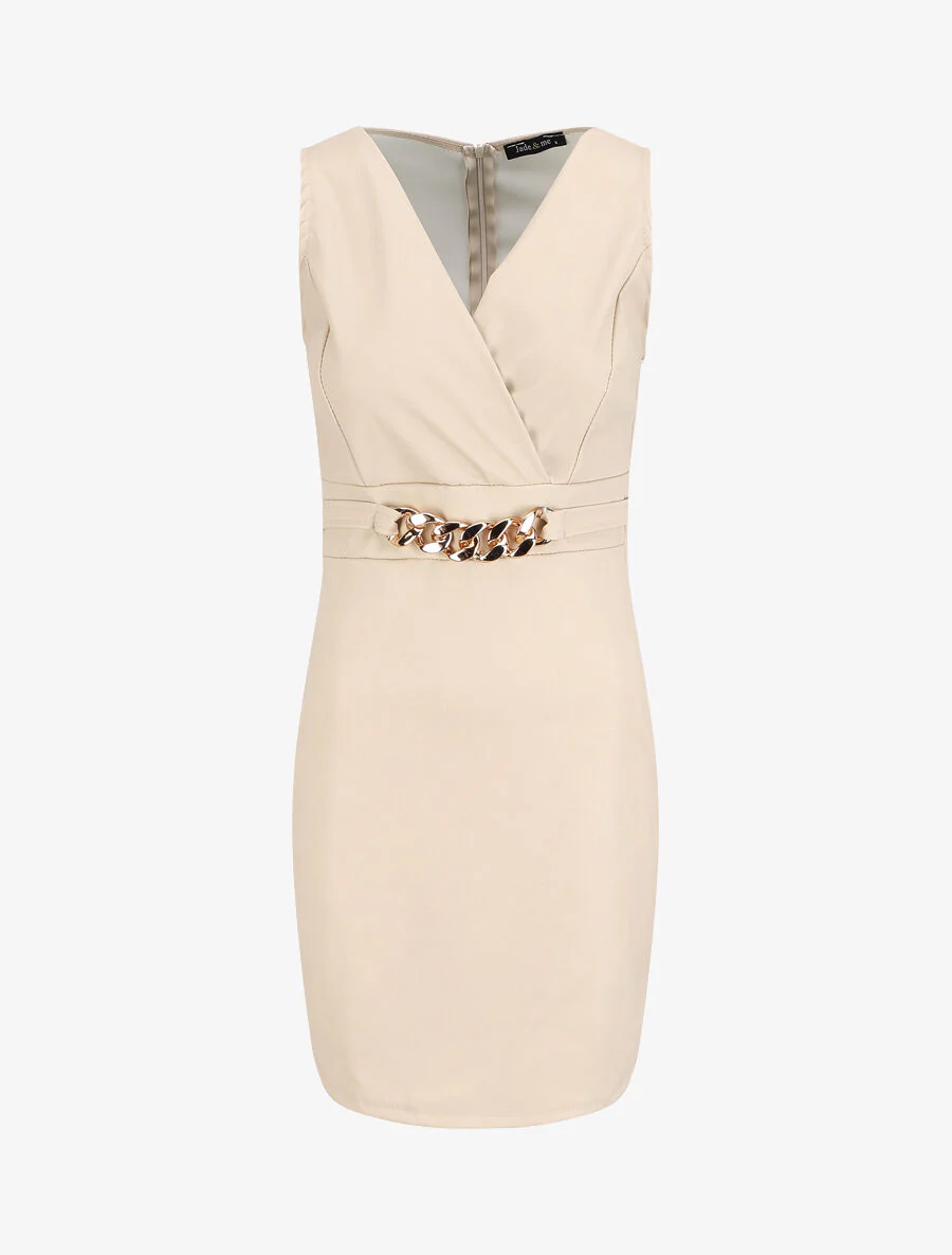 Robe en simili à chaîne à maillons stylisés - Beige