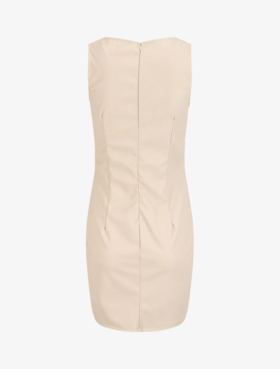 Robe en simili à chaîne à maillons stylisés - Beige - Image 2