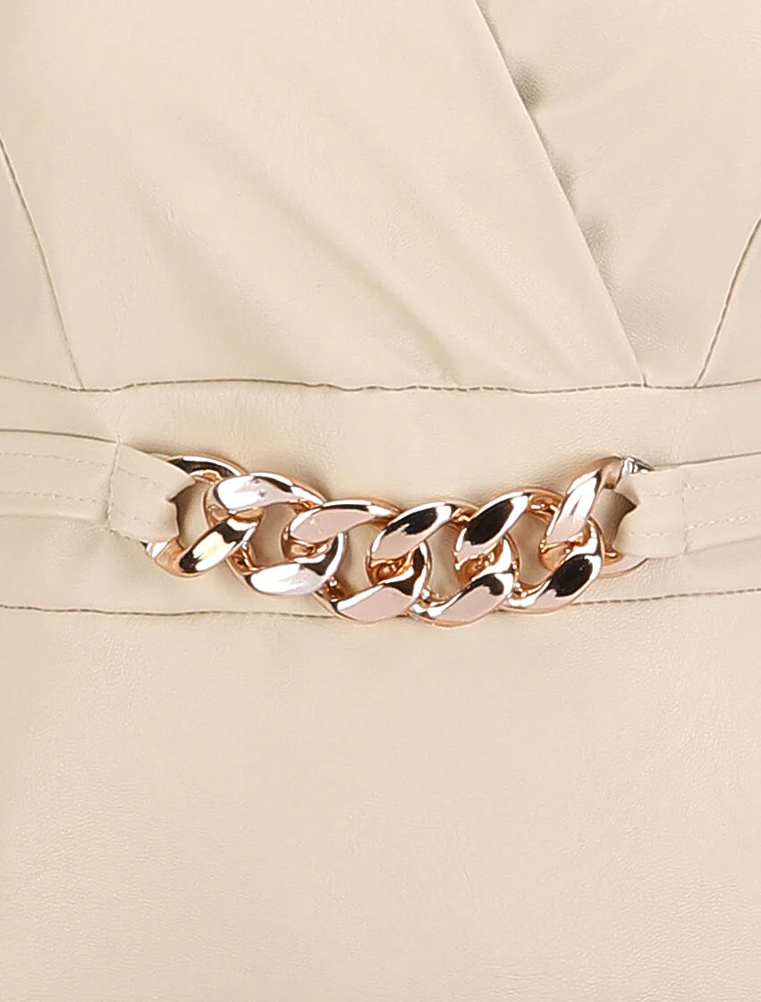 Robe en simili à chaîne à maillons stylisés - Beige - Image 3