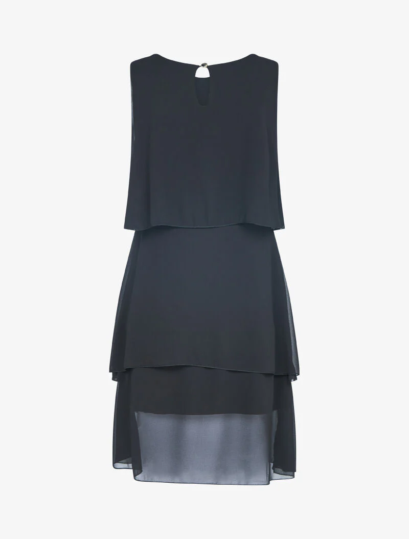 Robe en voile à col bijou - noir - Image 2
