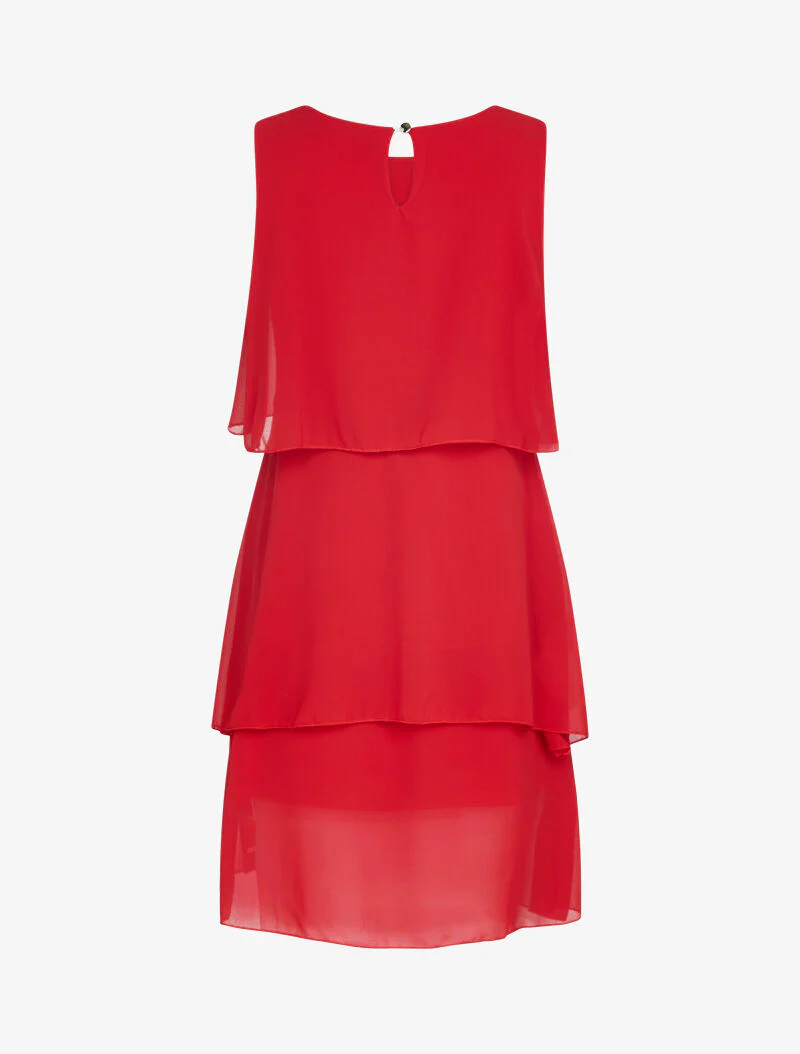 Robe en voile à col bijou - rouge - Image 2