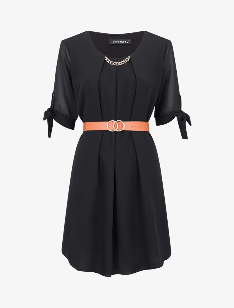 Robe en voile à détail chaîne - noir