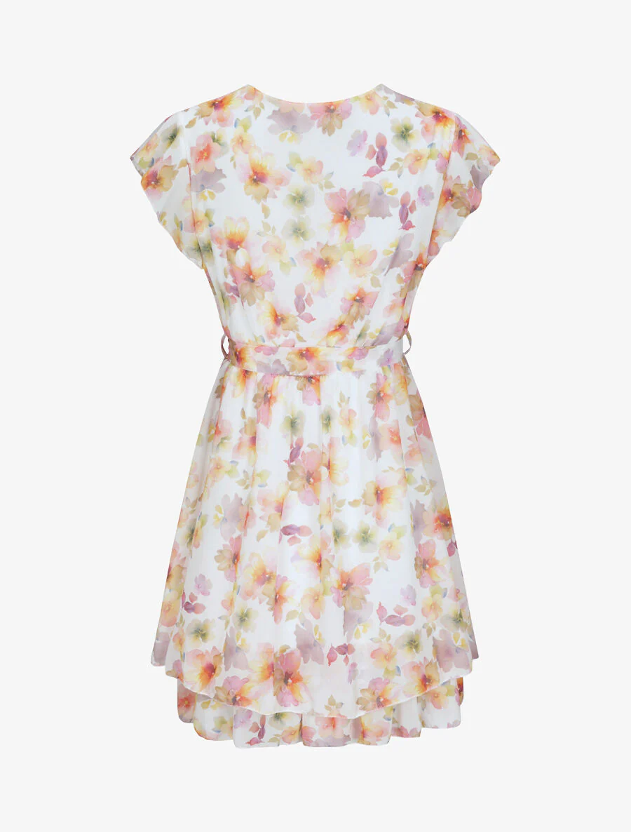Robe en voile à imprimé fleurs d'été - Blanc - Image 2