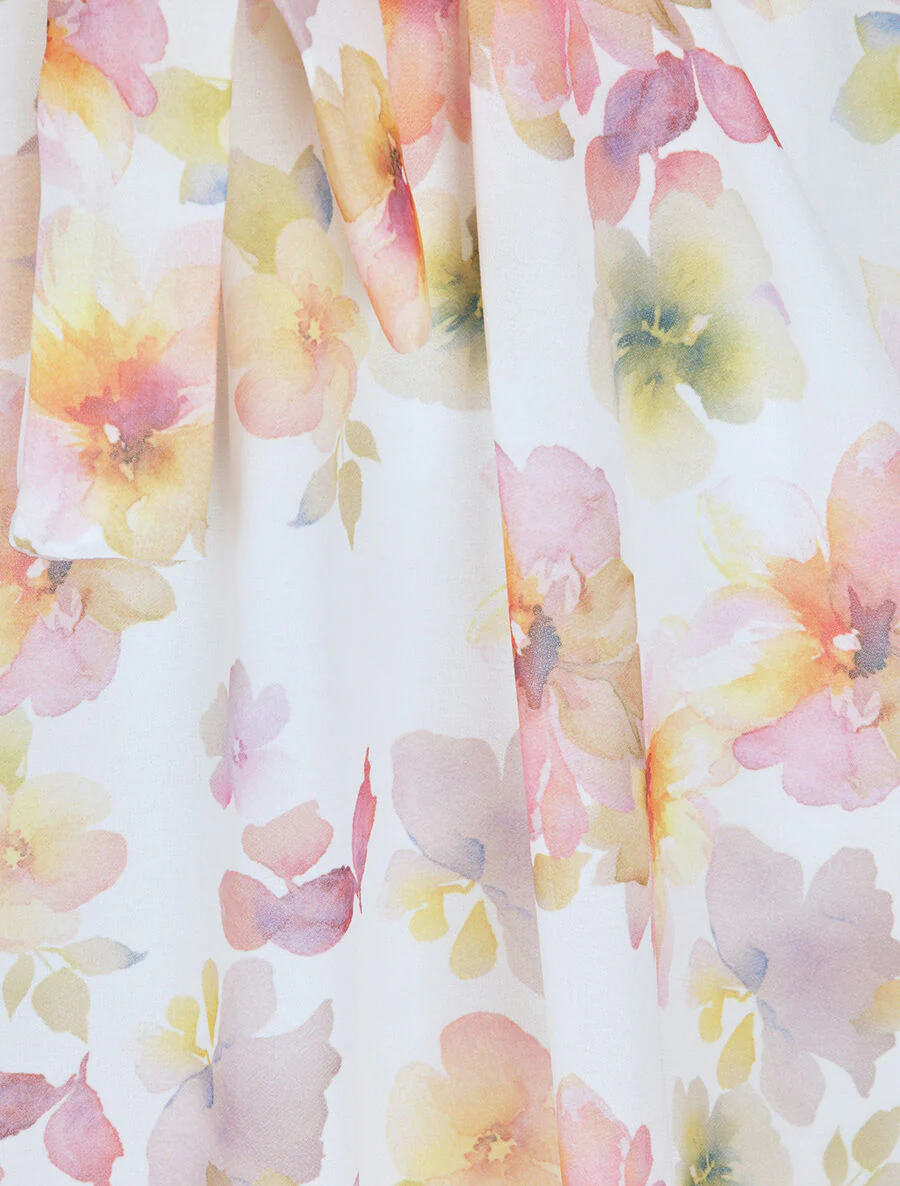 Robe en voile à imprimé fleurs d'été - Blanc - Image 3