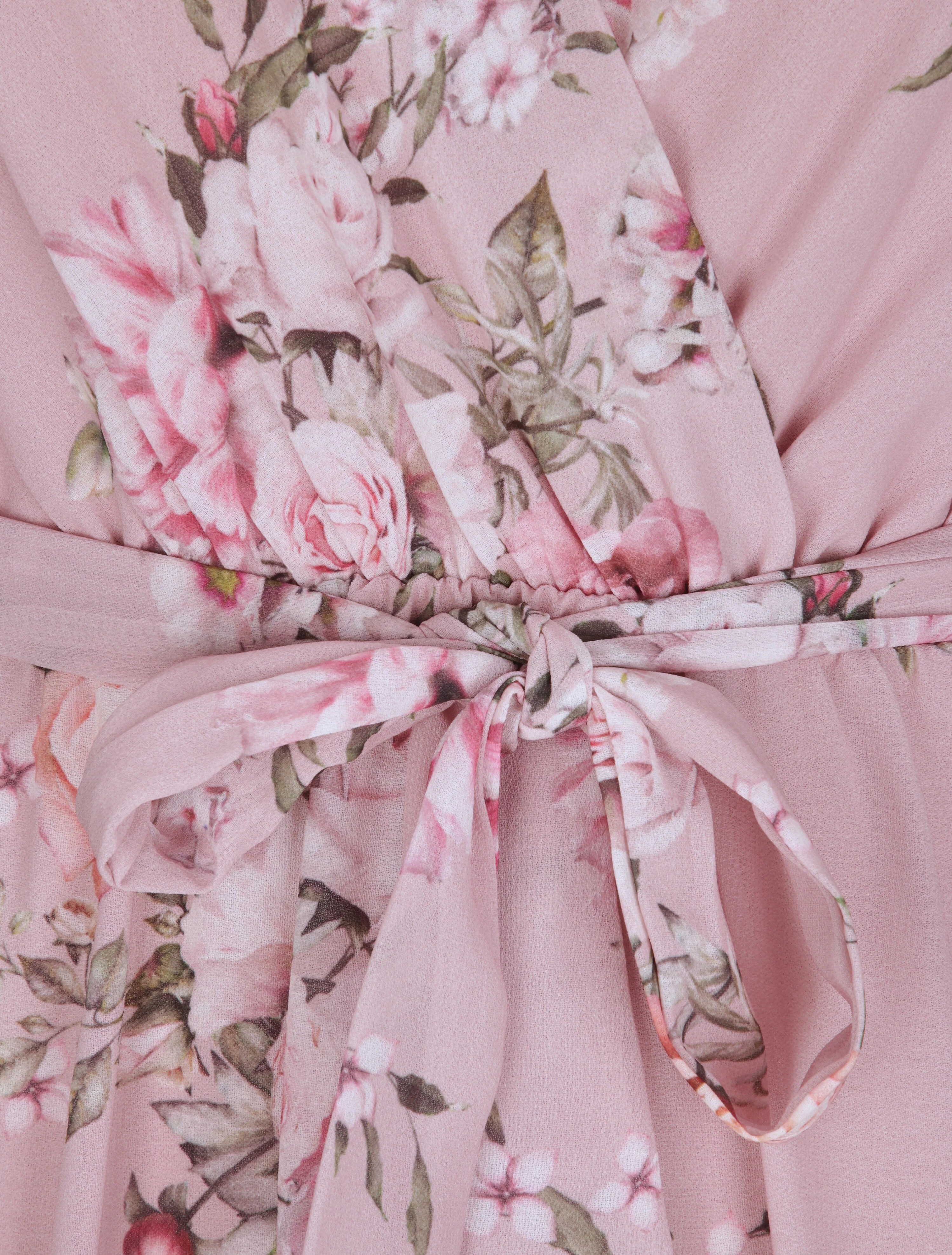 Robe en voile à imprimé fleurs printanières - Rose - Image 3
