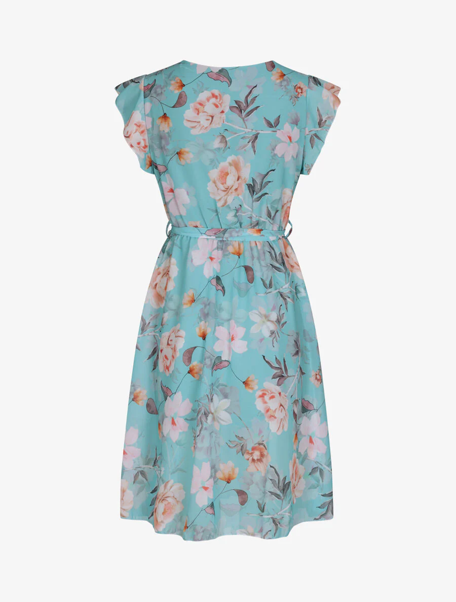 Robe en voile à imprimé grandes fleurs - Vert d'eau - Image 2