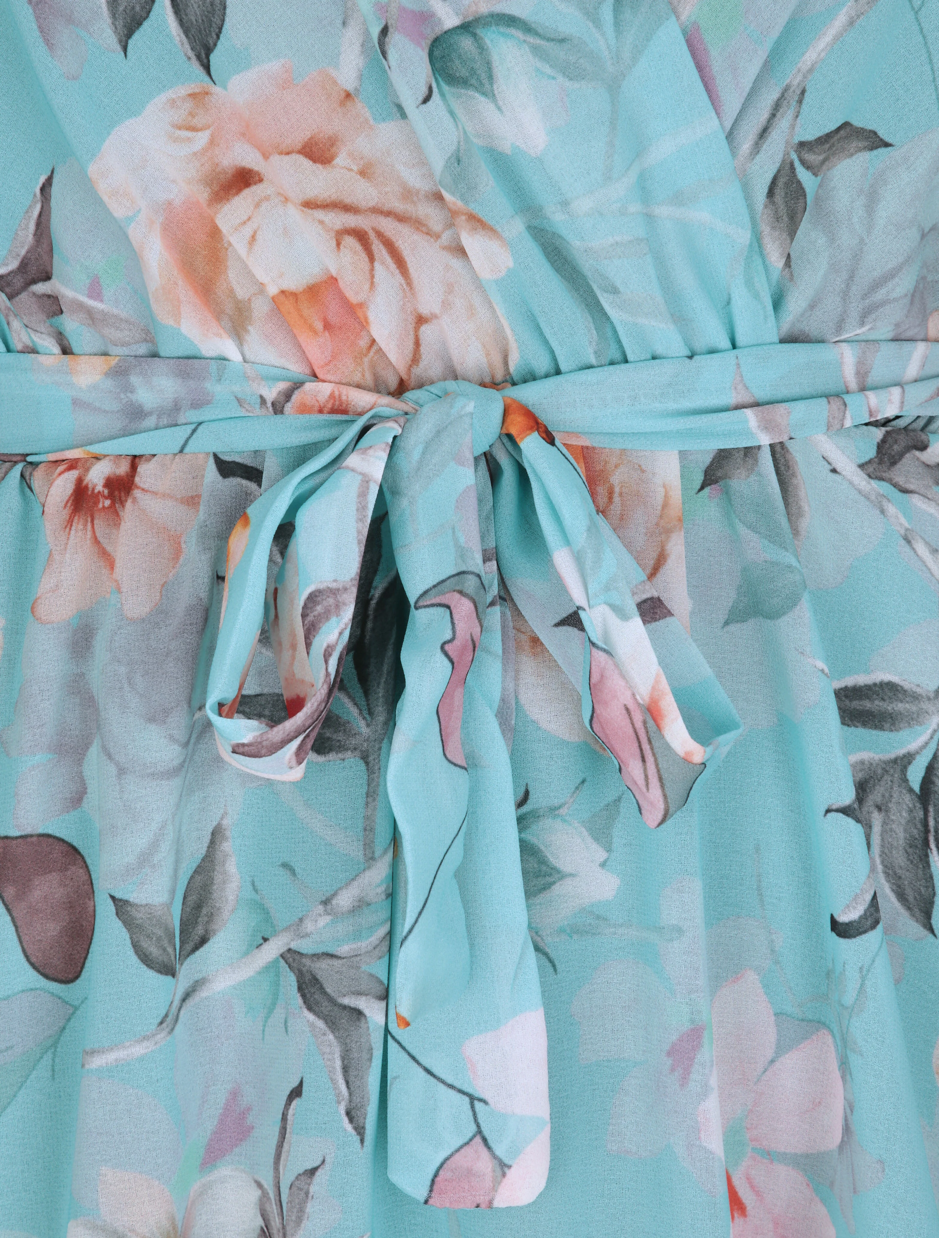 Robe en voile à imprimé grandes fleurs - Vert d'eau - Image 3