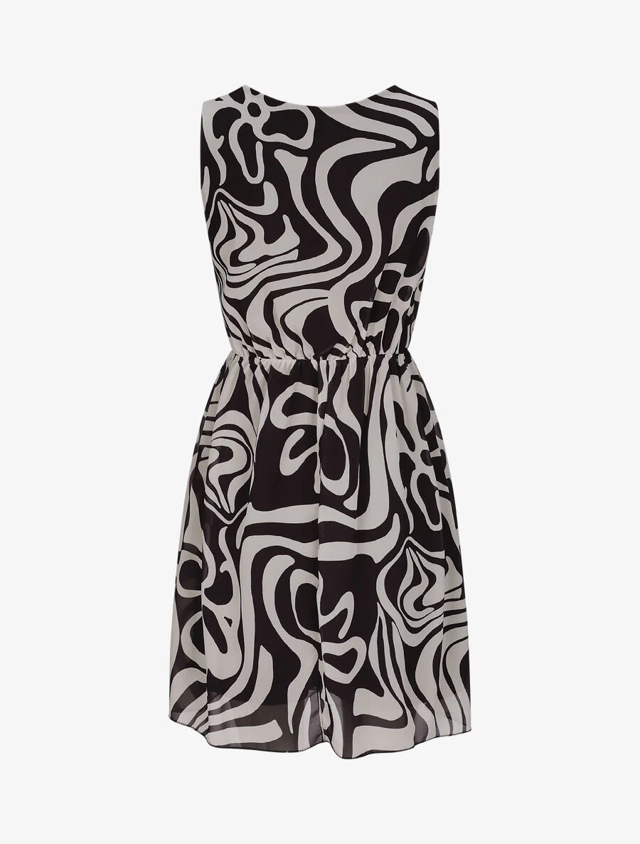 Robe en voile à imprimé graphique - Noir - Image 2
