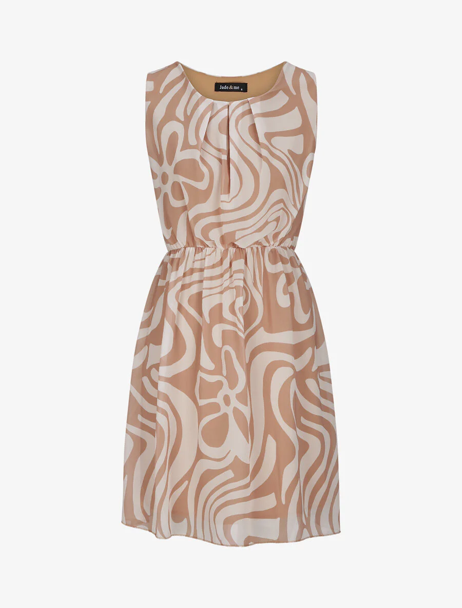 Robe en voile à imprimé graphique - Camel