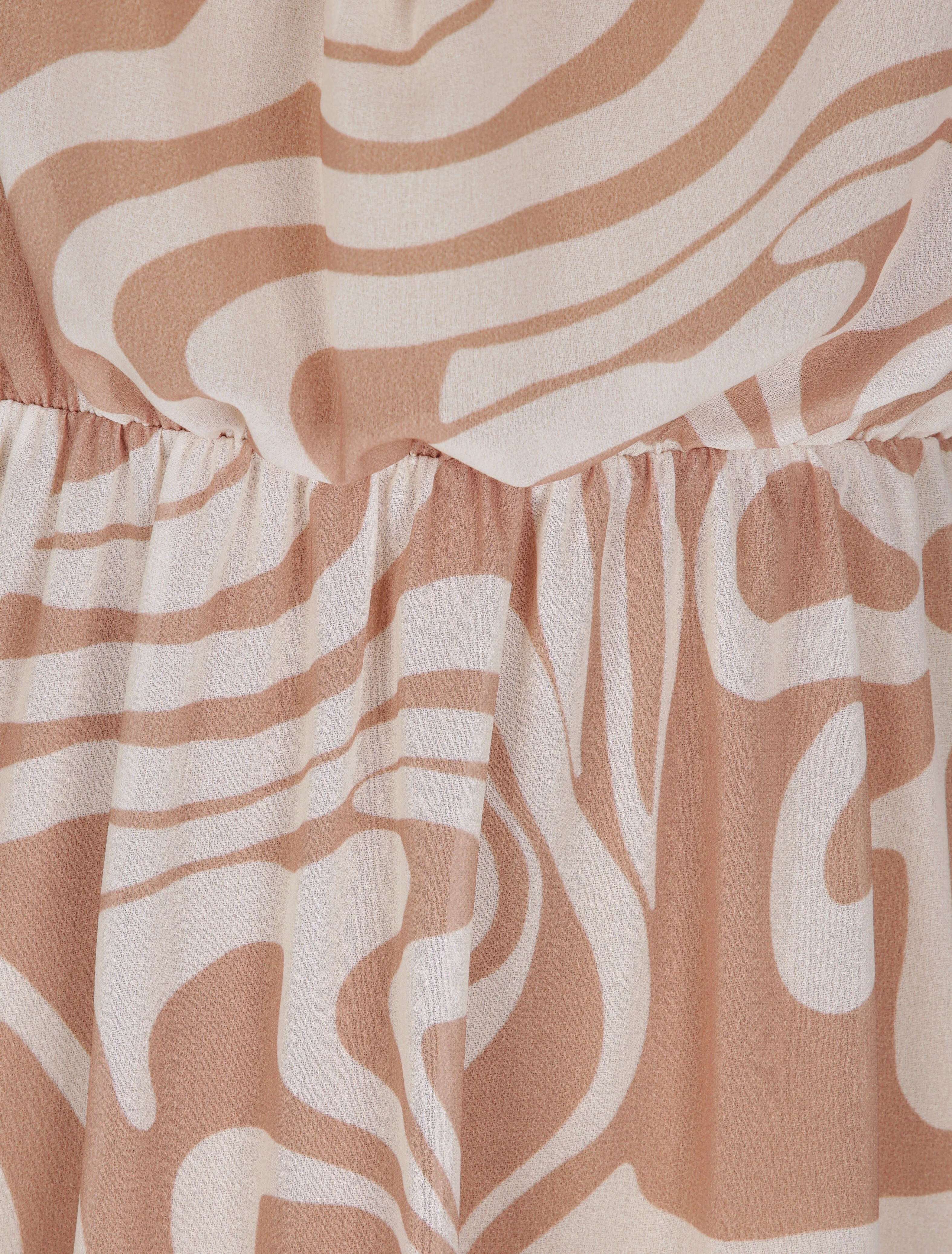 Robe en voile à imprimé graphique - Camel - Image 3