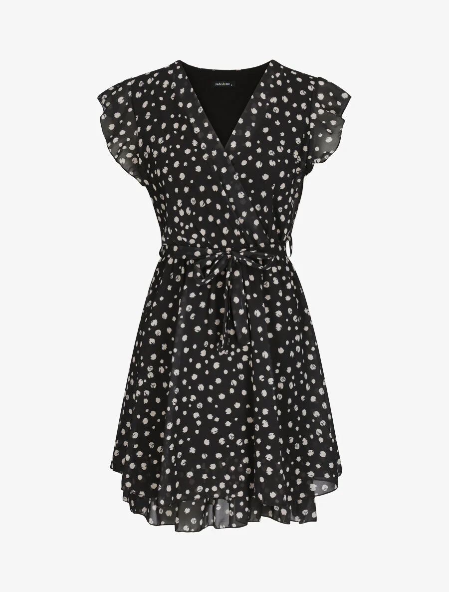 Robe en voile à imprimé moucheté - Noir