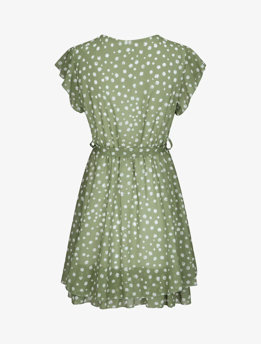 Robe en voile à imprimé moucheté - Vert - Image 2