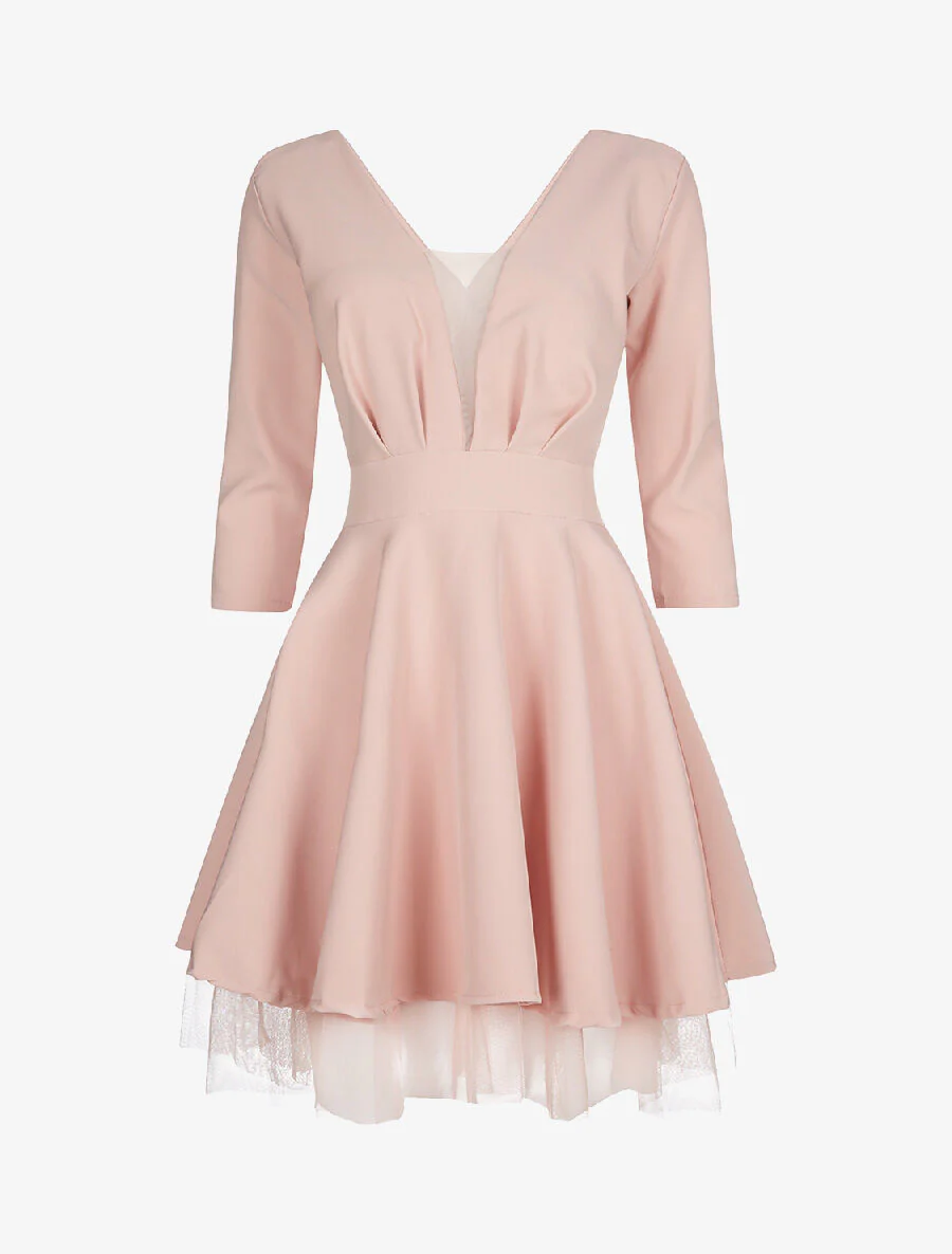 Robe épaules en tulle - rose