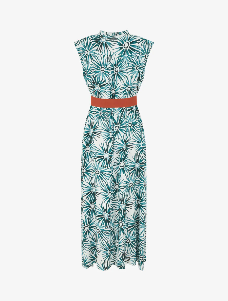 Robe évasée à boutons imprimé fleuri - Vert - Image 2