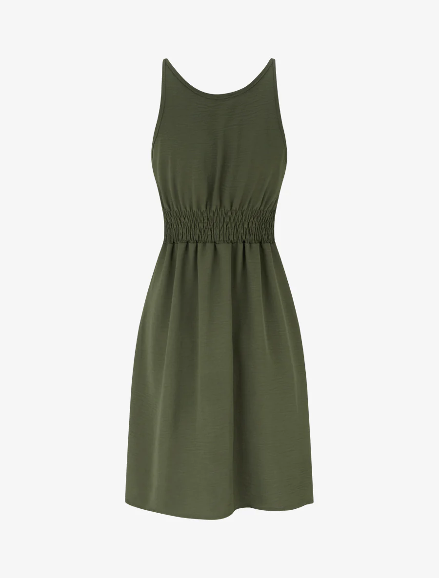 Robe évasée à bretelles bijoux - Kaki - Image 2