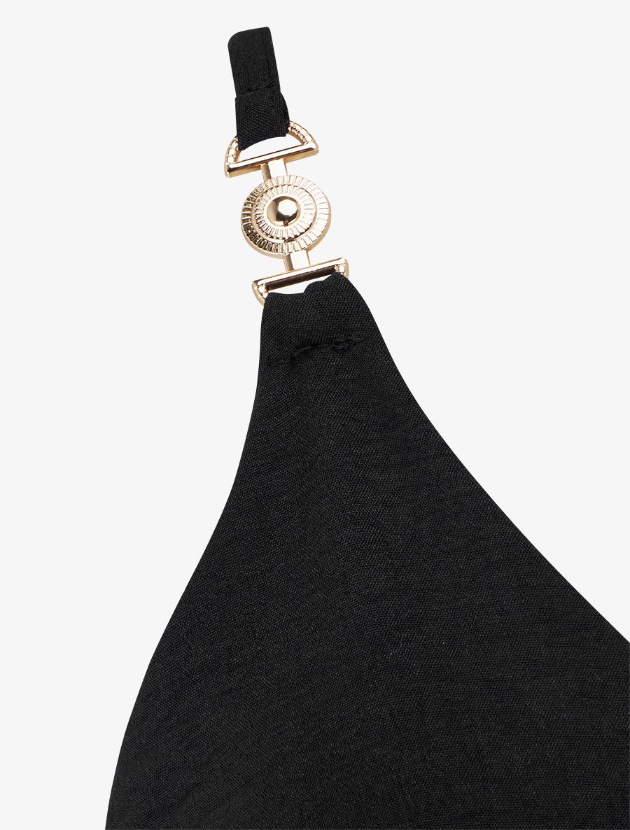 Robe évasée à bretelles bijoux - Noir - Image 3