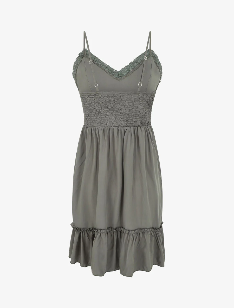 Robe évasée à fines bretelles - Kaki - Image 2